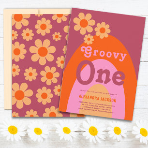 Invitation Fête d'anniversaire Groovy One Daisy Arch 1er