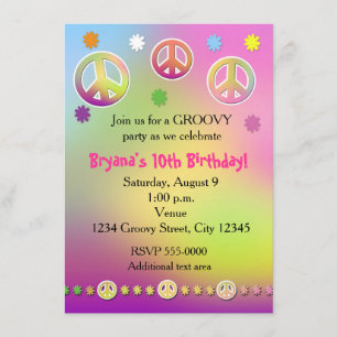 Invitation Fête d'anniversaire groovy pastel tie dye pour fil
