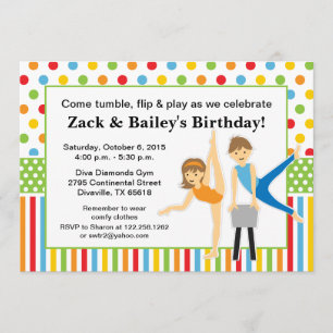 Invitation Fête d'anniversaire gymnastique de garçon et de