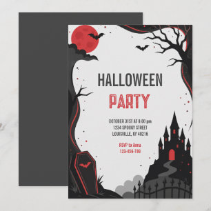Invitation Fête d'anniversaire Halloween Château gothique han