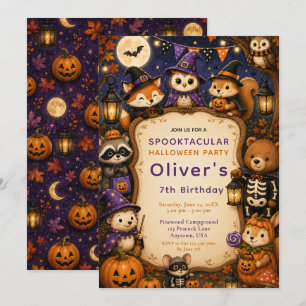 Invitation Fête d'anniversaire Halloween en forêt
