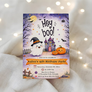 Invitation Fête d'anniversaire Halloween Hey Boo