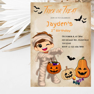 Invitation Fête d'anniversaire Halloween Trick or Treat pour