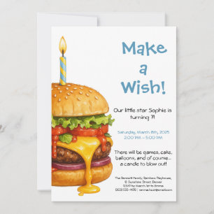 Invitation Fête d'anniversaire Hamburger pour enfants Anniv