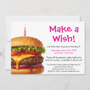 Invitation Fête d'anniversaire Hamburger pour enfants Anniv