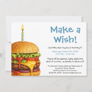 Invitation Fête d'anniversaire Hamburger pour enfants Anniv