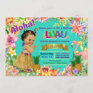 Invitation Fête d'anniversaire hawaïenne de Luau de fille