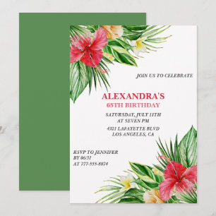 Invitation Fête d'anniversaire hawaïenne sur le thème des 65