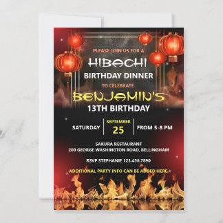 Invitation Fête d'anniversaire Hibachi
