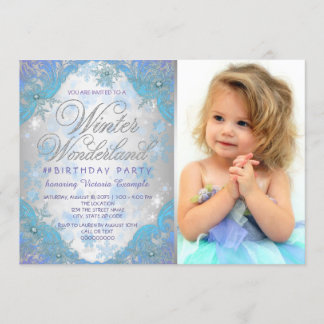 Invitation Fête d'anniversaire hivernale aux flocons de neige