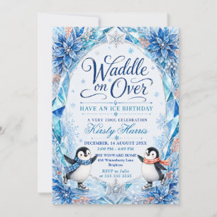 Invitation Fête d'anniversaire hivernale de pingouin