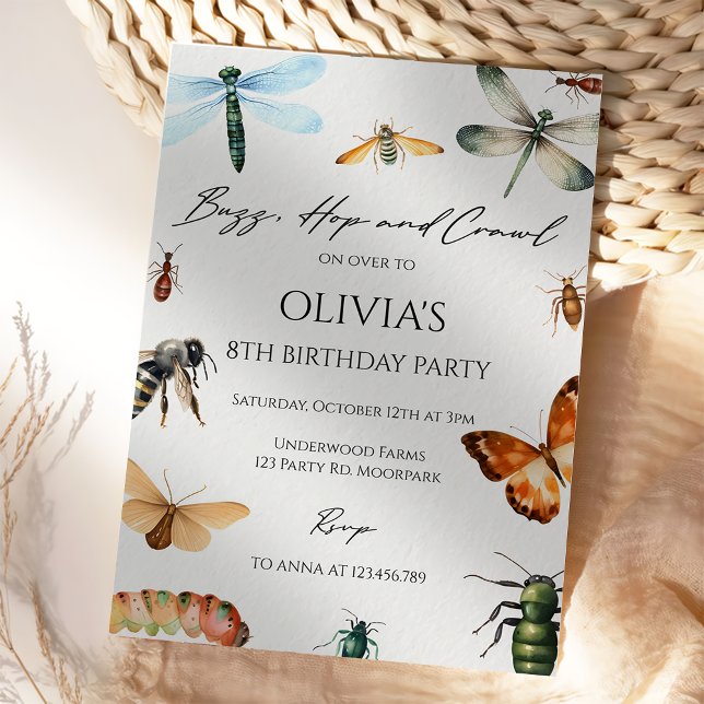 Invitation Fête d'anniversaire Insectes de la Nature  (Créateur téléchargé)