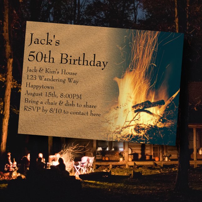 Invitation Fête d'anniversaire Jardin Bonfire (Créateur téléchargé)
