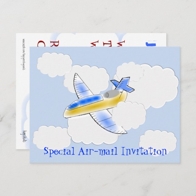 Invitation Fête d'anniversaire Jet Plane (changement d'âge) (Devant / Derrière)