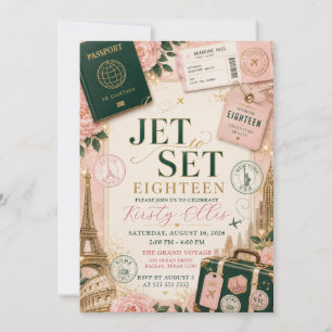 Invitation Fête d'anniversaire Jet to Set Dix-huit ans