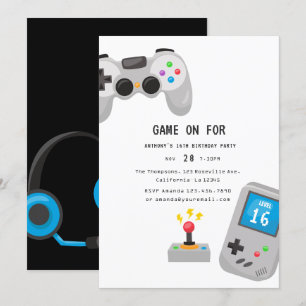 Invitation Fête d'anniversaire jeux vidéo