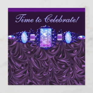 Invitation Fête d'anniversaire lavande violette Jewels
