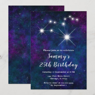 Invitation Fête d'anniversaire Leo Zodiac Constellation