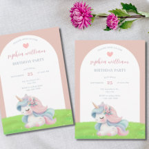 Fête d'anniversaire licorne aquarelle mignonne