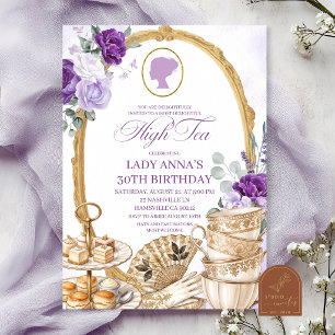 Invitation Fête d'anniversaire Lilac Purple Regency High Tea