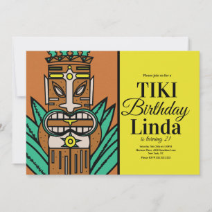 Invitation Fête d'anniversaire Luau Tiki Jungle