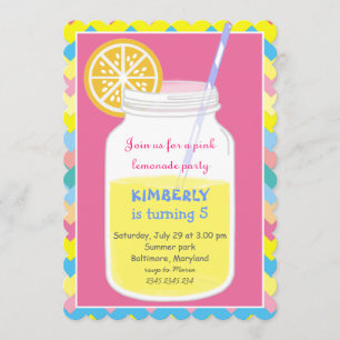 Invitation Fête d'anniversaire lumineuse colorée de limonade