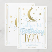 Fête d'anniversaire lune étoiles or bleu clair cap