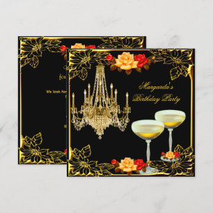 Invitation Fête d'anniversaire lustre Champagne vintage