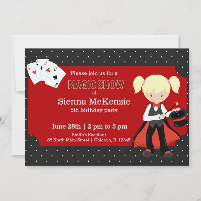 Invitation Fête d'anniversaire Magic Show (Devant)