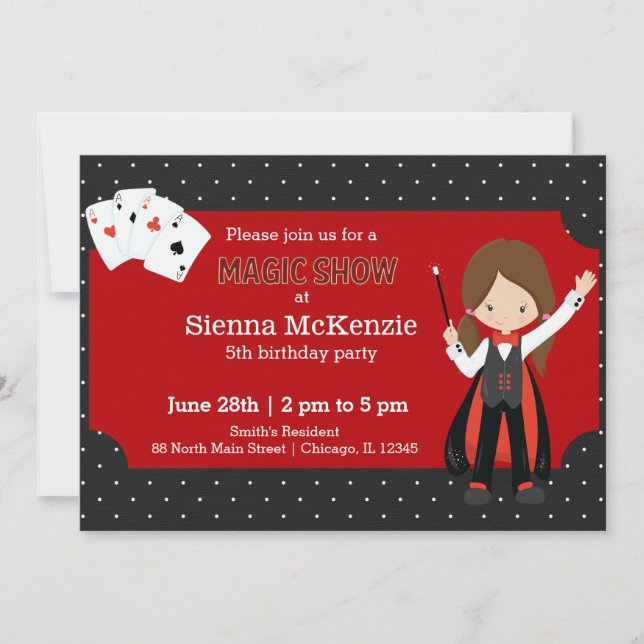 Invitation Fête d'anniversaire Magic Show (Devant)