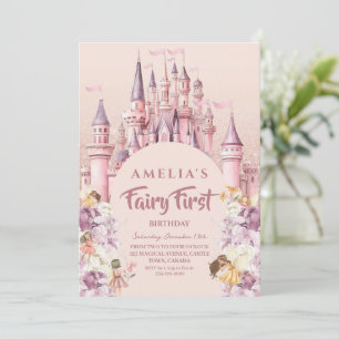 Invitation Fête d'anniversaire magique de 1 an Château de des