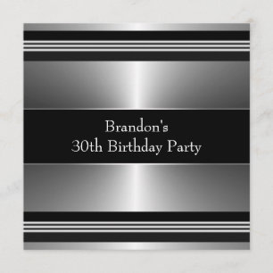 Invitation Fête d'anniversaire Mans Black and Silver