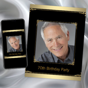 Invitation Fête d'anniversaire Mans Black et Gold