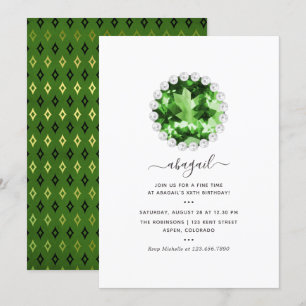 Invitation Fête d'anniversaire Mardi Gras Émeraude Verte