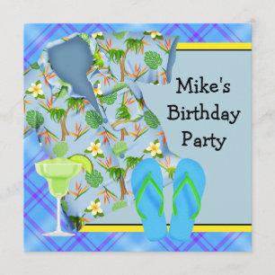 Invitation Fête d'anniversaire Margarita BBQ pour hommes