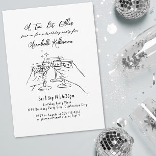 Invitation Fête d'anniversaire Martini Noir Blanc