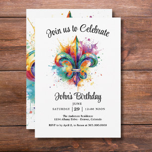 Invitation Fête d'anniversaire masculine Mardi Gras