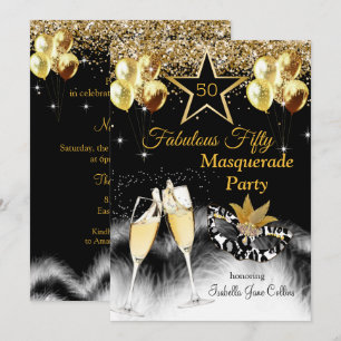 Invitation Fête d'anniversaire masquée Fabulous 50 