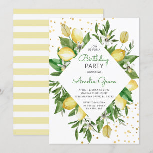 Invitation Fête d'anniversaire méditerranéenne Lemon Citrus