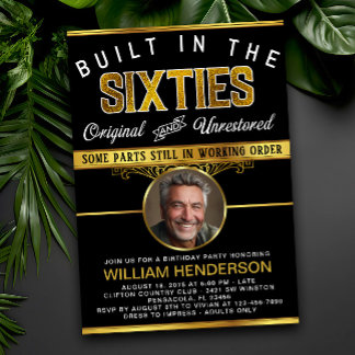 Invitation Fête d'Anniversaire Mens Funny Construit dans les 