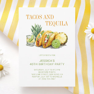 Invitation Fête d'anniversaire mexicaine de 40 ans Tacos et T
