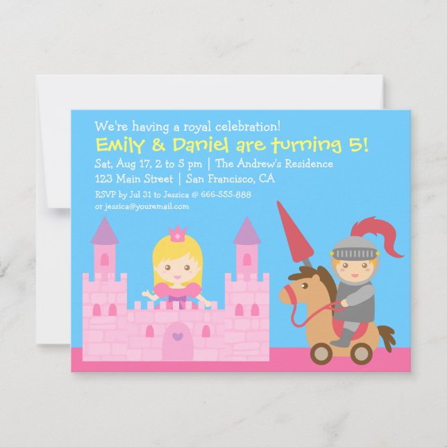 Invitation Fête d'anniversaire mignonne de princesse et de (Devant)