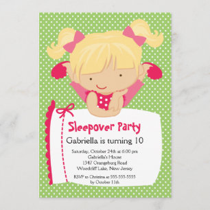 Invitation Fête d'anniversaire MIGNONNE de Sleepover