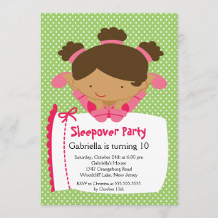 Invitation Fête d'anniversaire MIGNONNE de Sleepover