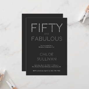 Invitation Fête d'anniversaire minimale Fifty et Fabulous 50