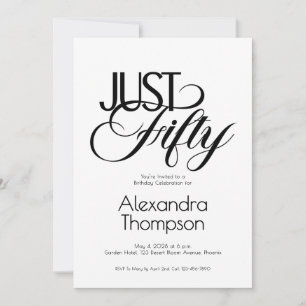 Invitation Fête d'anniversaire minimale Just Fifty 50 ans