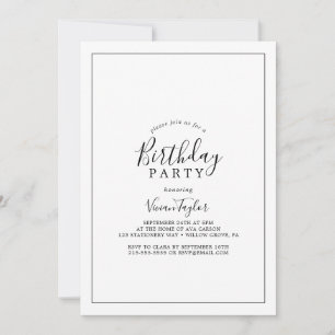 Invitation Fête d'anniversaire minimaliste