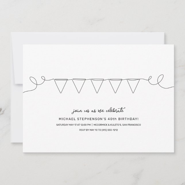 Invitation Fête d'anniversaire minimaliste (Devant)