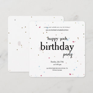 Invitation Fête d'anniversaire minimaliste moderne 30 ans, 30
