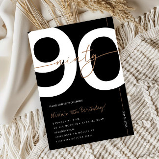 Invitation Fête d'anniversaire minimaliste moderne noir et or